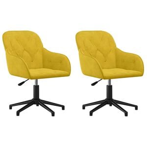 vidaXL Swivel Dining Chairs 2 pcs Yellow Velvet