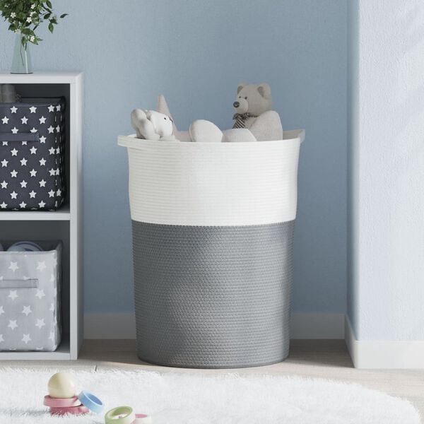 vidaXL Storage Basket Grey and White Ø49x65 cm Cotton