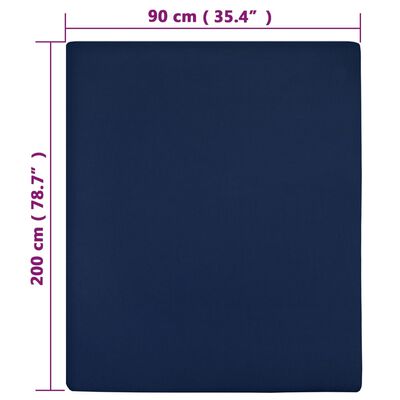 vidaXL Jersey Fitted Sheet Navy Blue 90x200 cm Cotton