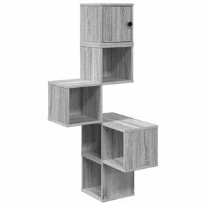 vidaXL Wall Corner Shelf Grey Sonoma 48 x 48 x 120 cm Engineered Wood