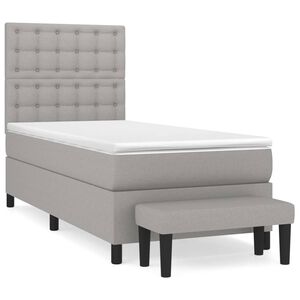 vidaXL Box Spring Bed with Mattress Light Grey 80x200 cm Fabric