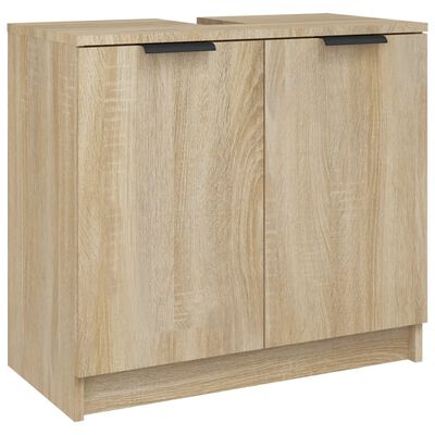 vidaXL 3 Piece Bathroom Cabinet Set Sonoma Oak Engineered Wood