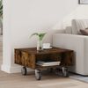 vidaXL Side Table with Wheels Smoked Oak 50.5 x 50 x 30 cm