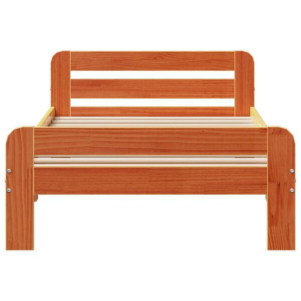 vidaXL Bed Frame without Mattress Wax Brown 75x190 cm Small Single Solid Wood Pine