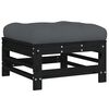 vidaXL Garden Footstool with Cushion Black Solid Wood Pine