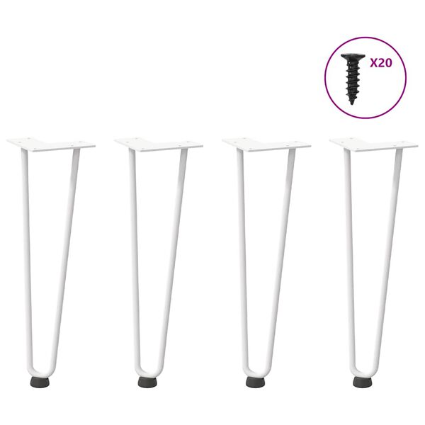 vidaXL Hairpin Legs for Coffee Table 4 pcs White 42 cm Solid Steel