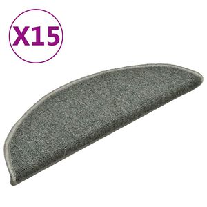vidaXL Stair mats 15 pcs 56 x 17 x 3 cm Non-Slip Dark Green