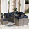 vidaXL 9 Piece Garden Sofa Set with Cushions Grey Poly Rattan Acacia