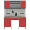vidaXL Work Bench with Drawer 7 pcs Red 150 x 55 x 200 cm Steel