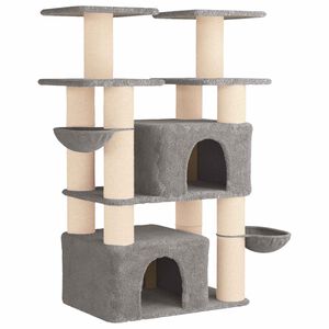 vidaXL Cat Tree with Sisal Scratching Posts Light Grey 147 cm 2 pcs