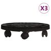 vidaXL Plant Trolleys with Wheels 3 pcs Diameter 30 cm Black 170 kg
