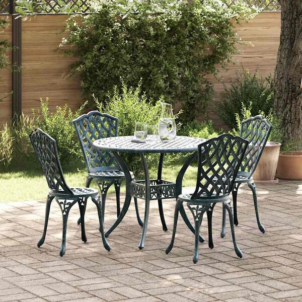 vidaXL Garden Dining Set 5 pcs Green Aluminium