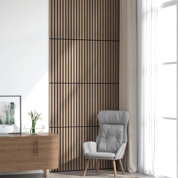 vidaXL Acoustic Wall Panels 8 pcs Slatted 60.5x60 cm Oak Veneer