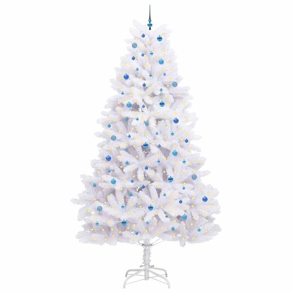 vidaXL Artificial Hinged Christmas Tree White 300 cm PVC and Steel