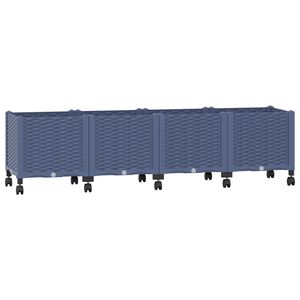 vidaXL Garden Planter with Wheels Blue Grey 160 x 40 x 48 cm PP