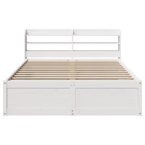 vidaXL Bed Frame with Headboard White 140x190 cm Solid Wood Pine