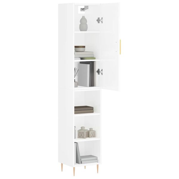 vidaXL Highboard High Gloss White 34.5x34x180 cm Engineered Wood