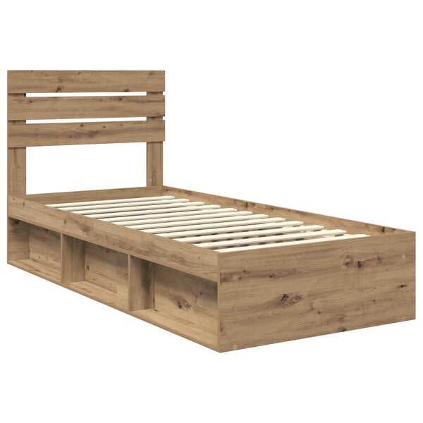 vidaXL Bed Frame Artisian Oak 90 x 190 cm Solid Pine Wood