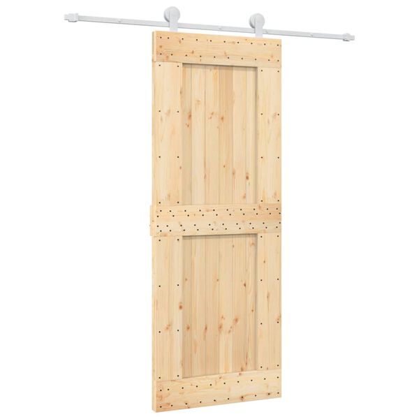 vidaXL Sliding Door with Hardware Set 80x210 cm Solid Wood Pine