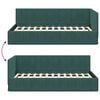 vidaXL Corner Bed Frame Dark Green 100 cm x 200 cm Velvet