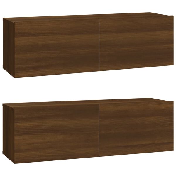 vidaXL 3 Piece TV Cabinet Set Brown Oak Engineered Wood