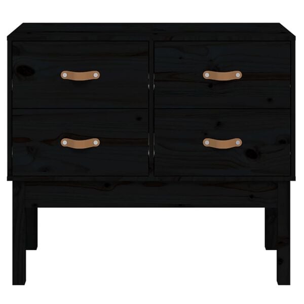 vidaXL Console Cabinet Black 90x40x78 cm Solid Wood Pine