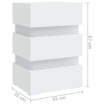 vidaXL LED Bedside Cabinet White 45x35x67 cm Engineered Wood