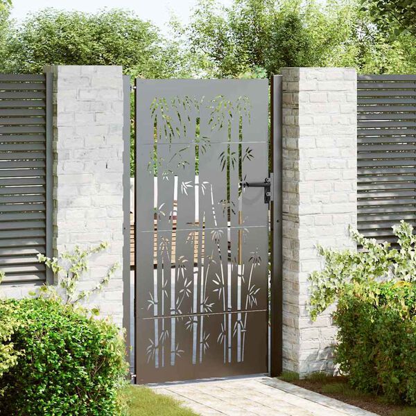 vidaXL Garden Gate with Lock Black 85 x 180 cm Powder-Coated Steel