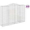 vidaXL Arched Gabion Baskets 9 pcs 300x50x200/220 cm Galvanised Iron