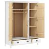 vidaXL 3-Door Wardrobe Hill White 127x50x170 cm Solid Pine Wood