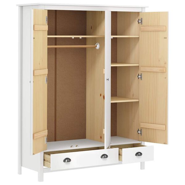 vidaXL 3-Door Wardrobe Hill White 127x50x170 cm Solid Pine Wood