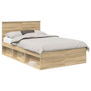 vidaXL Bed Frame with Headboard Sonoma 120 x 190 cm Engineered wood
