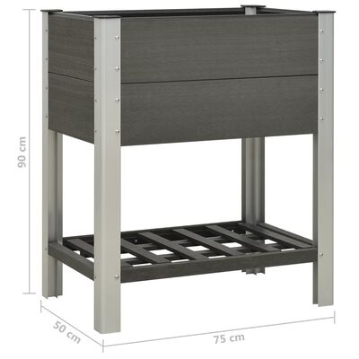 vidaXL Garden Raised Bed with Shelf 75x50x90 cm WPC Grey