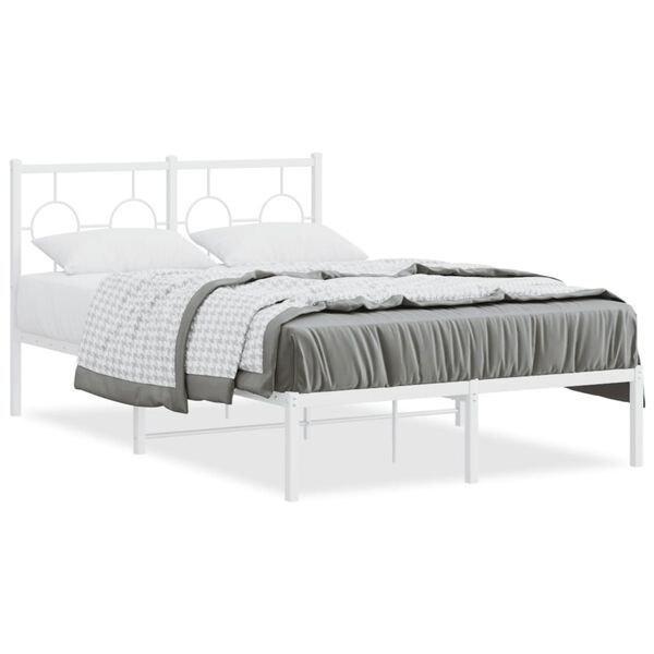 vidaXL Metal Bed Frame without Mattress with Headboard White 120x190cm