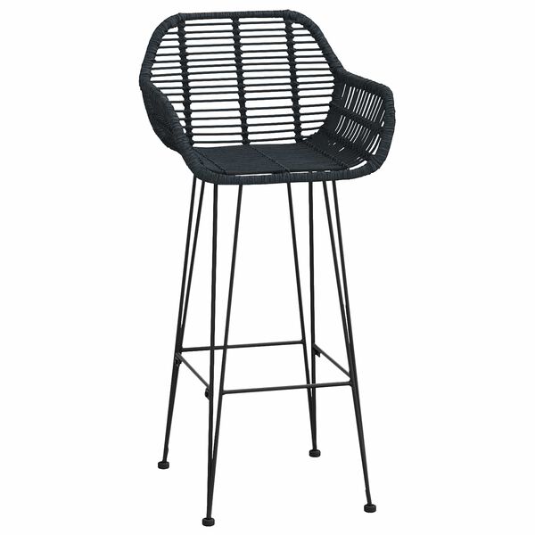 vidaXL Bar Chair 2 pcs Black 55 x 52 x 105 cm Rattan and Iron