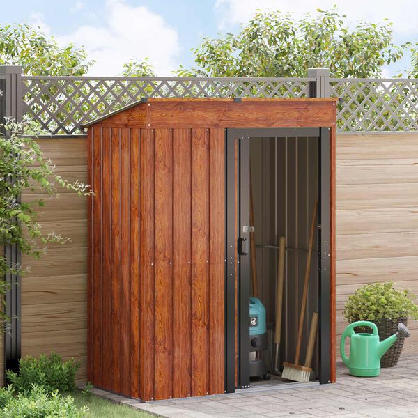 vidaXL Garden Sheds Brown 137 x 81 x 180 cm Metal