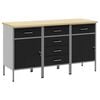 vidaXL Work Cabinet with Drawer 3 pcs Black and Grey 75 x 45 x 85 cm