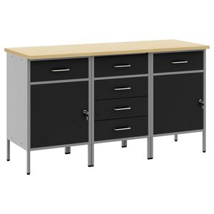 vidaXL Work Cabinet with Drawer 3 pcs Black and Grey 75 x 45 x 85 cm