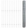 vidaXL Fence with Post Silver 1 x 50 m Steel