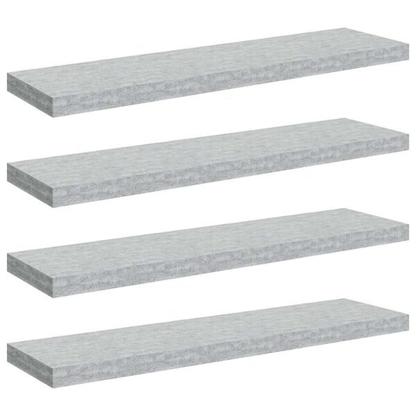 vidaXL Floating Wall Shelves 4 pcs Concrete Grey 90x23.5x3.8 cm MDF