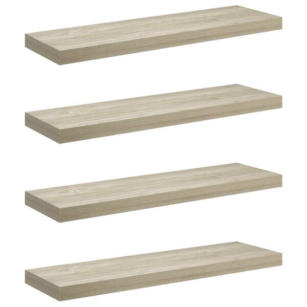 vidaXL Floating Wall Shelves 4 pcs Oak 80x23.5x3.8 cm MDF