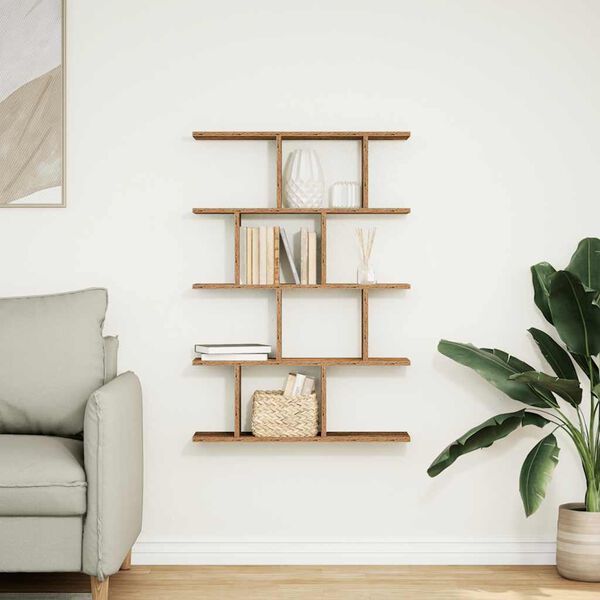 vidaXL Wall Cube Shelf 12 Compartments Old Wood Engineered Wood