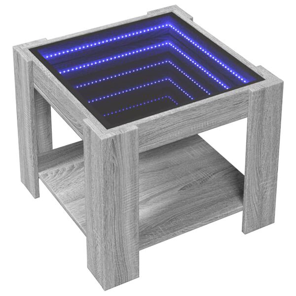 vidaXL Coffee Table with LED Grey Sonoma 53x53x45 cm Engineered Wood