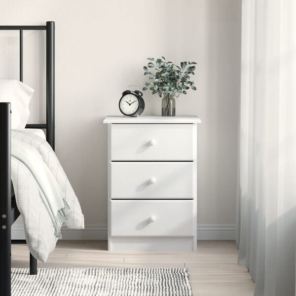 vidaXL Bedside Cabinet ALTA White 41x35x55.5 cm Solid Wood Pine