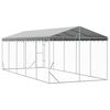 vidaXL Outdoor Dog Kennel with Roof Silver 3x7.5x2.5 m Galvanised Steel