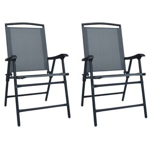 vidaXL Folding Chairs 2 pcs Texilene Grey