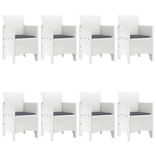 vidaXL Garden Dining Set 9 pcs White Polt rattan