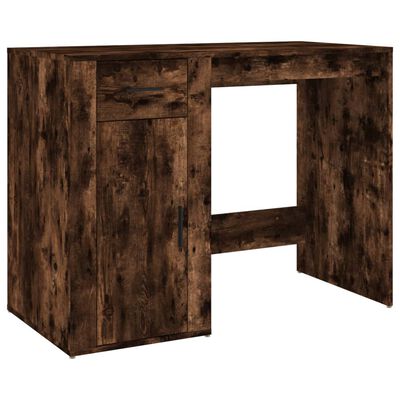 vidaXL Desk with Cabinet Smoked Oak Engineered Wood