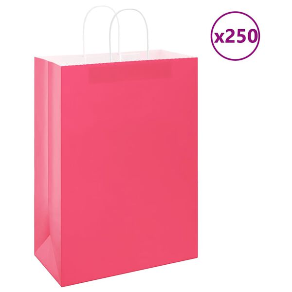 vidaXL Paper Bags 250 pcs with Handles Pink 32x17x44 cm
