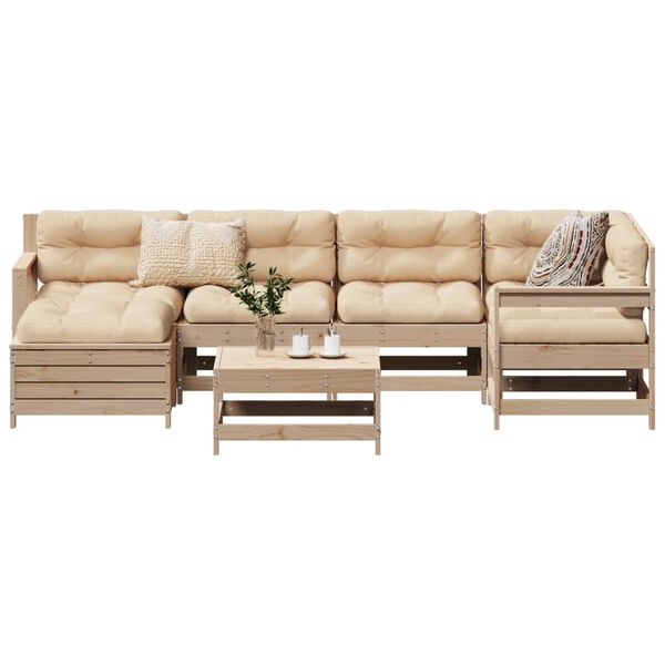 vidaXL 7 Piece Garden Sofa Set Solid Wood Pine